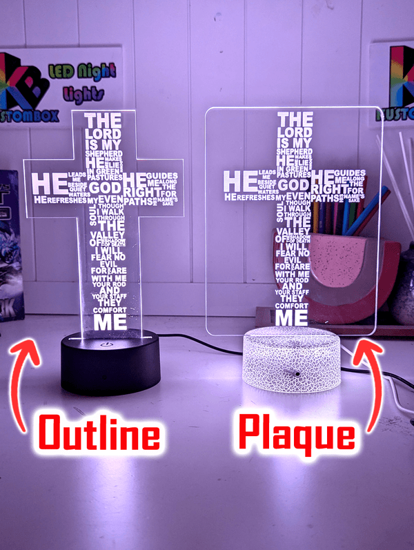 Crucifix Holy Religious Cross 7 & 16 Colour 3D LED Night Light Touch Room Lamp - KustomboxNight Lights & Ambient LightingKustomboxStandard Size - Base Touch Pad Only