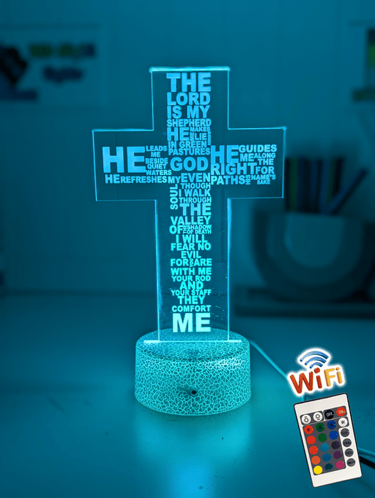 Crucifix Holy Religious Cross 7 & 16 Colour 3D LED Night Light Touch Room Lamp - KustomboxNight Lights & Ambient LightingKustomboxStandard Size - Base Touch Pad Only