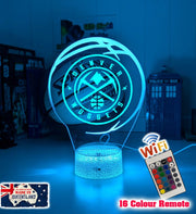 Denver Nuggets NBA 3D LED night light with USB power, fade and strobe lighting modes
