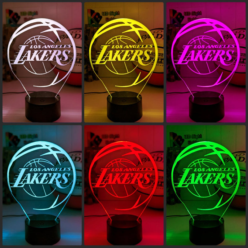 Personalised Los Angeles Lakers acrylic LED lamp, flashing or fading team logo illumination