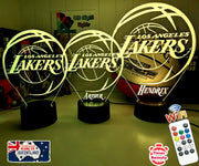 Los Angeles Lakers logo 3D LED light with 16-colour remote, great NBA gift for man cave or bedroom