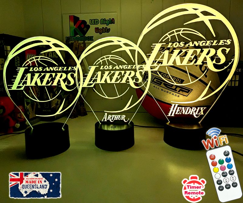 Los Angeles Lakers logo 3D LED light with 16-colour remote, great NBA gift for man cave or bedroom