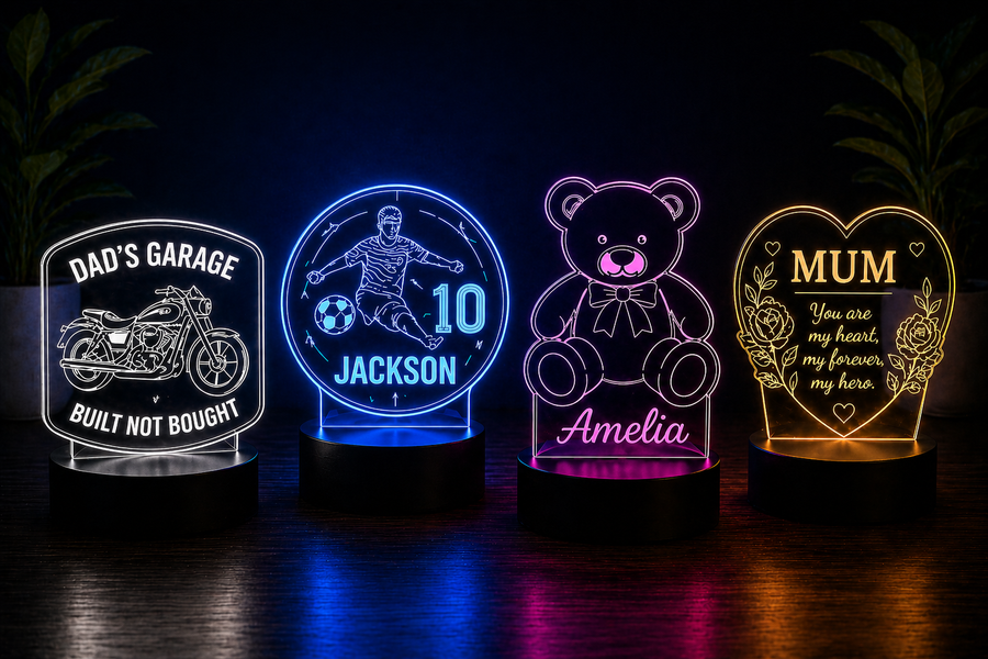 Custom personalised LED night lights made in Australia
