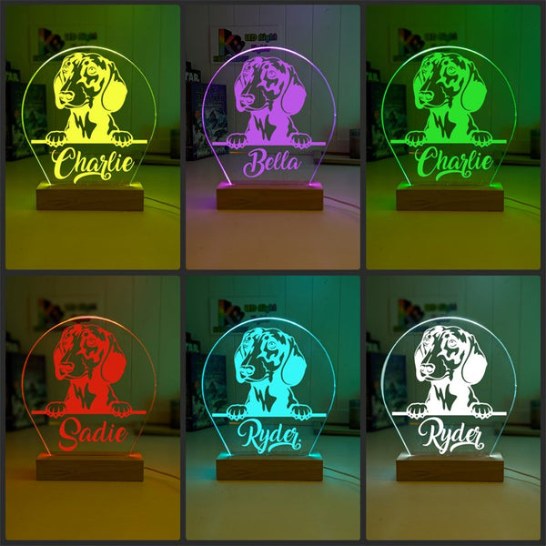 Dachshund Dog Personalised Name 3D LED Room Light Decor - KustomboxNight Lights & Ambient LightingKustomboxStandard Size