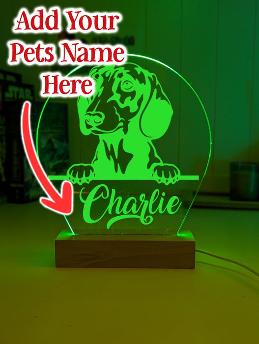 Dachshund Dog Personalised Name 3D LED Room Light Decor - KustomboxNight Lights & Ambient LightingKustomboxStandard Size