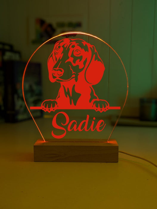 Dachshund Dog Personalised Name 3D LED Room Light Decor - KustomboxNight Lights & Ambient LightingKustomboxStandard Size