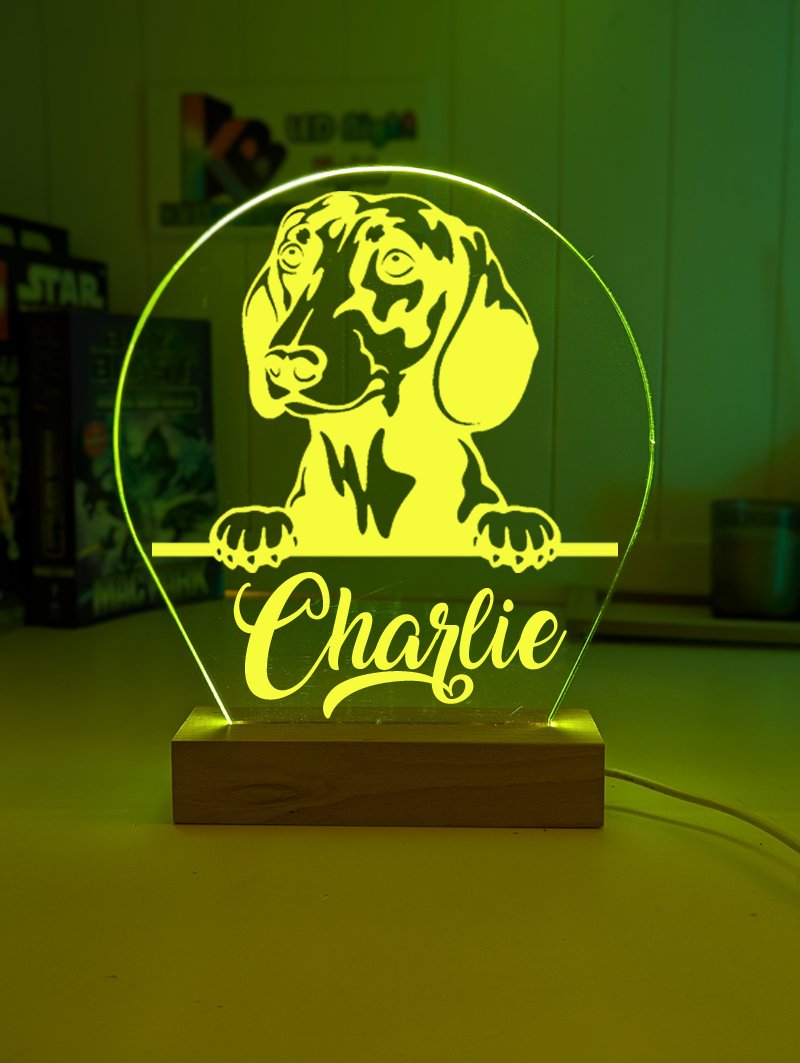 Dachshund Dog Personalised Name 3D LED Room Light Decor - KustomboxNight Lights & Ambient LightingKustomboxStandard Size
