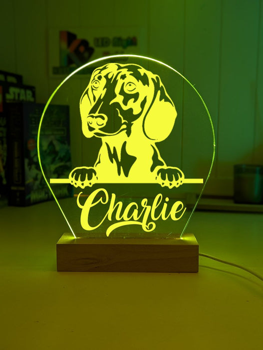 Dachshund Dog Personalised Name 3D LED Room Light Decor - KustomboxNight Lights & Ambient LightingKustomboxStandard Size