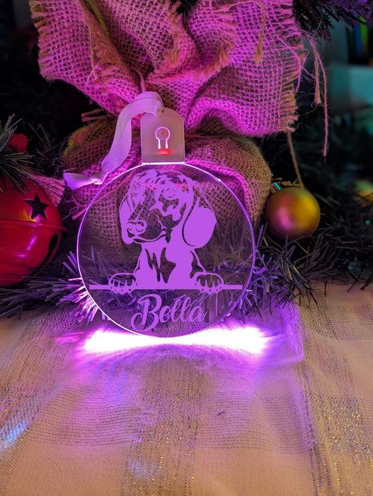 Dachshund Dog Personalised Name Christmas Light Bauble Decoration - KustomboxNight Lights & Ambient LightingKustomboxBauble - Standard Size