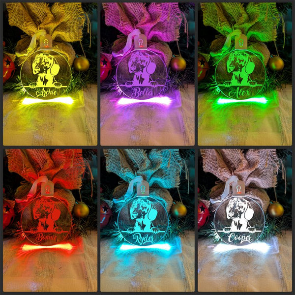 Dachshund Dog Personalised Name Christmas Light Bauble Decoration - KustomboxNight Lights & Ambient LightingKustomboxBauble - Standard Size