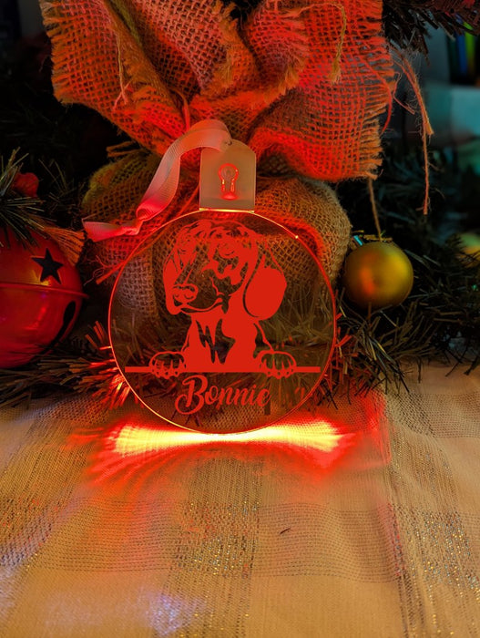 Dachshund Dog Personalised Name Christmas Light Bauble Decoration - KustomboxNight Lights & Ambient LightingKustomboxBauble - Standard Size
