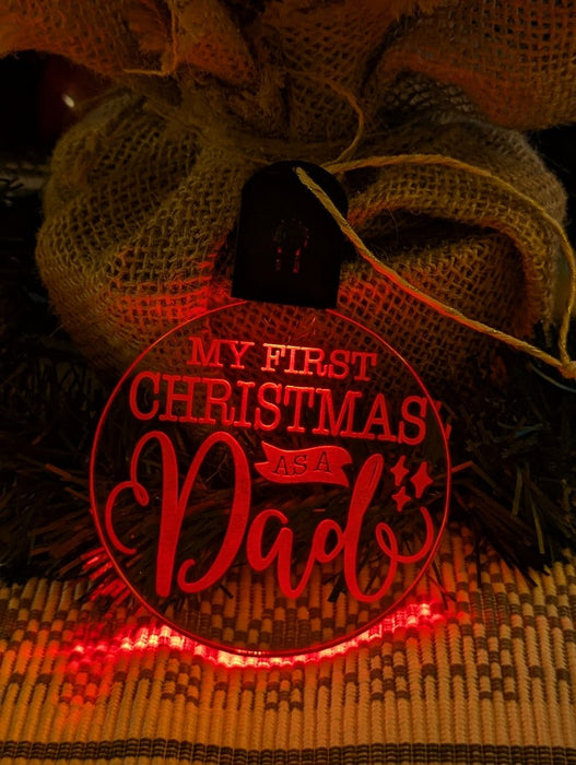 Dad's First Family Christmas Personalised Name Tree Bauble Light Decoration - KustomboxNight Lights & Ambient LightingKustomboxBauble - Standard Size