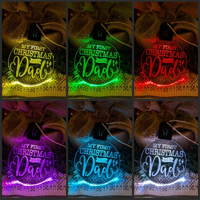 Dad's First Family Christmas Personalised Name Tree Bauble Light Decoration - KustomboxNight Lights & Ambient LightingKustomboxBauble - Standard Size
