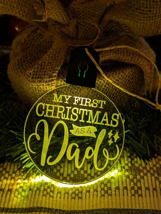 Dad's First Family Christmas Personalised Name Tree Bauble Light Decoration - KustomboxNight Lights & Ambient LightingKustomboxBauble - Standard Size