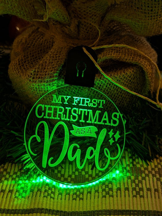 Dad's First Family Christmas Personalised Name Tree Bauble Light Decoration - KustomboxNight Lights & Ambient LightingKustomboxBauble - Standard Size