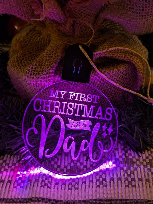 Dad's First Family Christmas Personalised Name Tree Bauble Light Decoration - KustomboxNight Lights & Ambient LightingKustomboxBauble - Standard Size