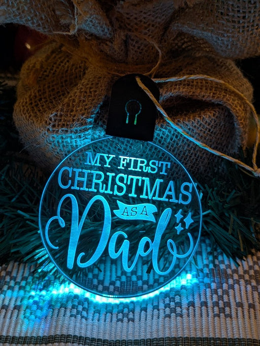 Dad's First Family Christmas Personalised Name Tree Bauble Light Decoration - KustomboxNight Lights & Ambient LightingKustomboxBauble - Standard Size