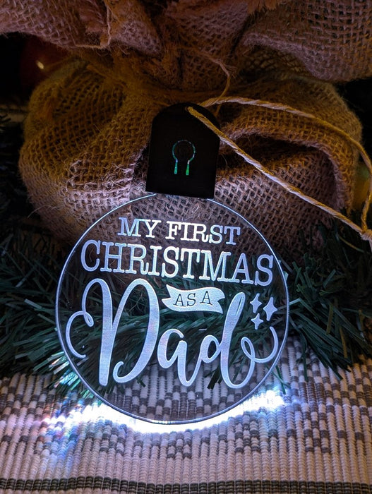 Dad's First Family Christmas Personalised Name Tree Bauble Light Decoration - KustomboxNight Lights & Ambient LightingKustomboxBauble - Standard Size