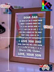 Dear Dad I Love You Personalised Message Quote Timber Frame USB 3D LED Night Light Lamp - KustomboxNight Lights & Ambient LightingKustomboxTimber Frame Light - $34.99