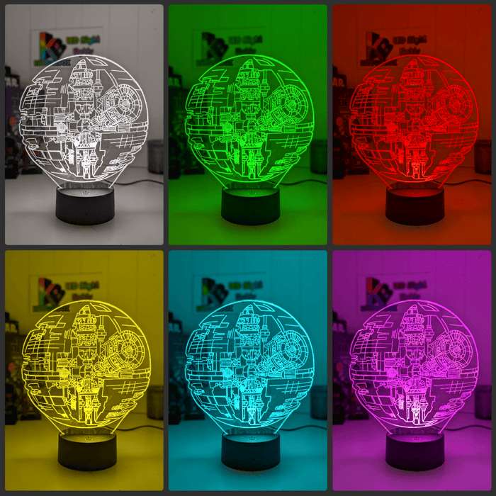 Death Star Imperial Spaceship Schematics 3D LED Night Light Lamp - KustomboxNight Lights & Ambient LightingKustomboxStandard Size