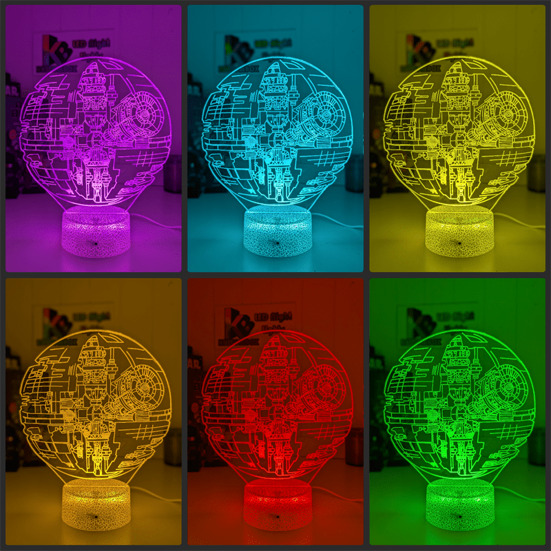 Death Star Imperial Spaceship Schematics 3D LED Night Light Lamp - KustomboxNight Lights & Ambient LightingKustomboxStandard Size
