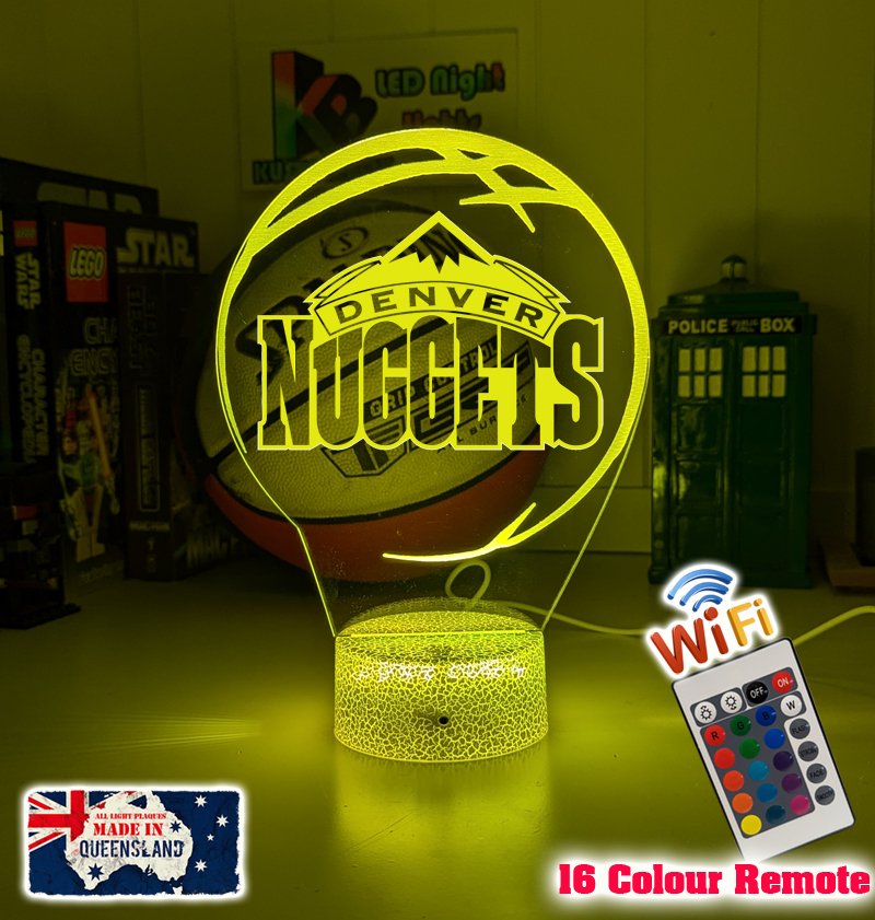Denver Nuggets Basketball Team 3D LED Night Light Lamp - KustomboxNight Lights & Ambient LightingKustomboxStandard Size