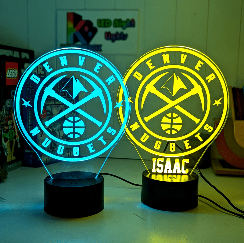 Denver Nuggets Personalised 3D LED Night Light Custom Name Basketball Lamp - KustomboxNight Lights & Ambient LightingKustomboxStandard Size - No Name
