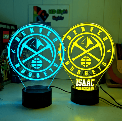 Denver Nuggets Personalised 3D LED Night Light Custom Name Basketball Lamp - KustomboxNight Lights & Ambient LightingKustomboxStandard Size - No Name