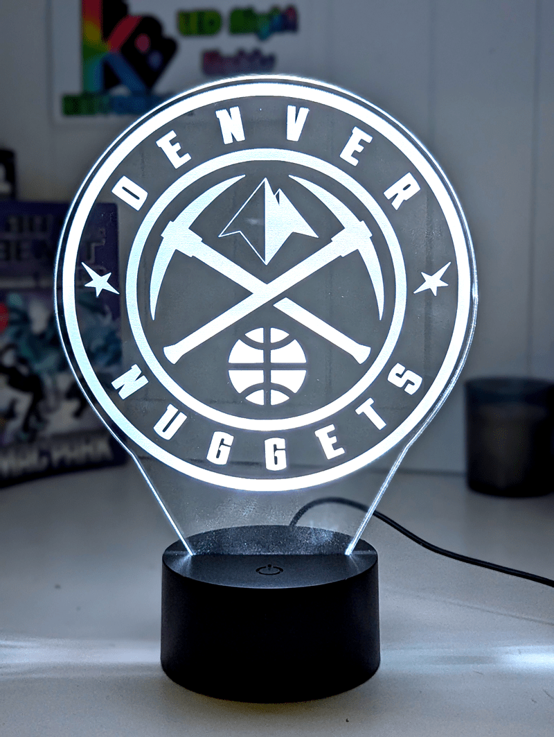 Denver Nuggets Personalised 3D LED Night Light Custom Name Basketball Lamp - KustomboxNight Lights & Ambient LightingKustomboxStandard Size - No Name