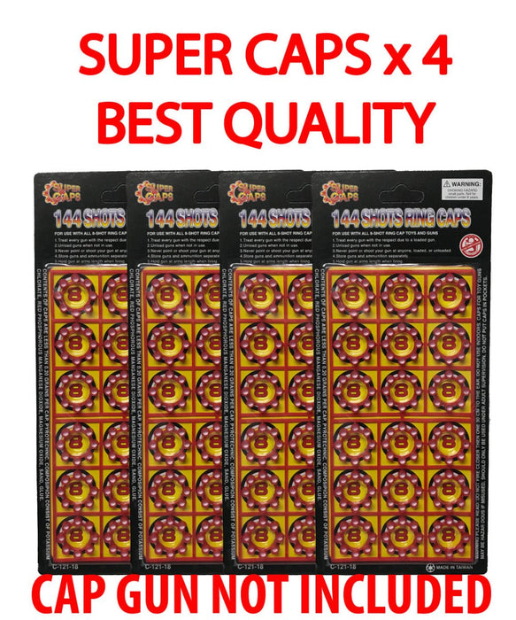 Die Cast Metal Revolver Cap Gun & 8 Ring Caps - KustomboxToys & GamesKustombox4 pc Extra Card of Caps - add on Purchase only