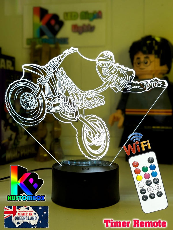 Dirt Bike Freestyle Motocross 3D LED Night Light Lamp - KustomboxNight Lights & Ambient LightingKustomboxStandard Size - No NameBlack Base
