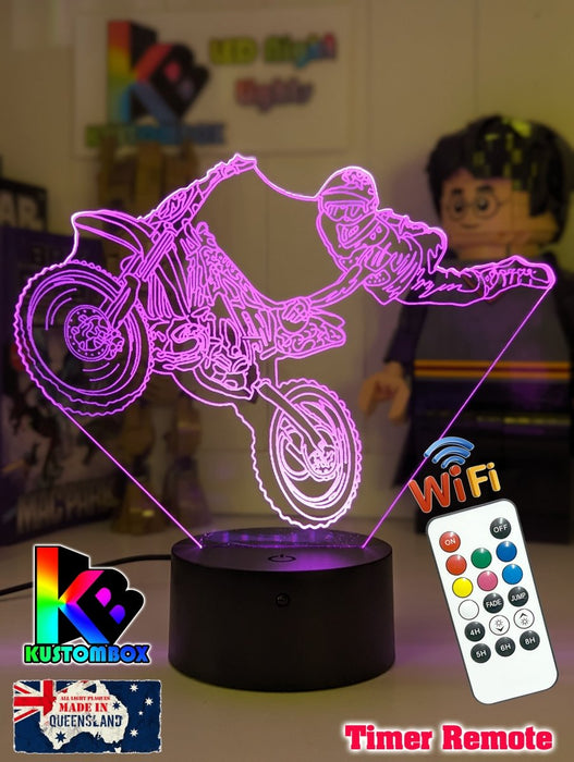 Dirt Bike Freestyle Motocross 3D LED Night Light Lamp - KustomboxNight Lights & Ambient LightingKustomboxStandard Size - No NameBlack Base
