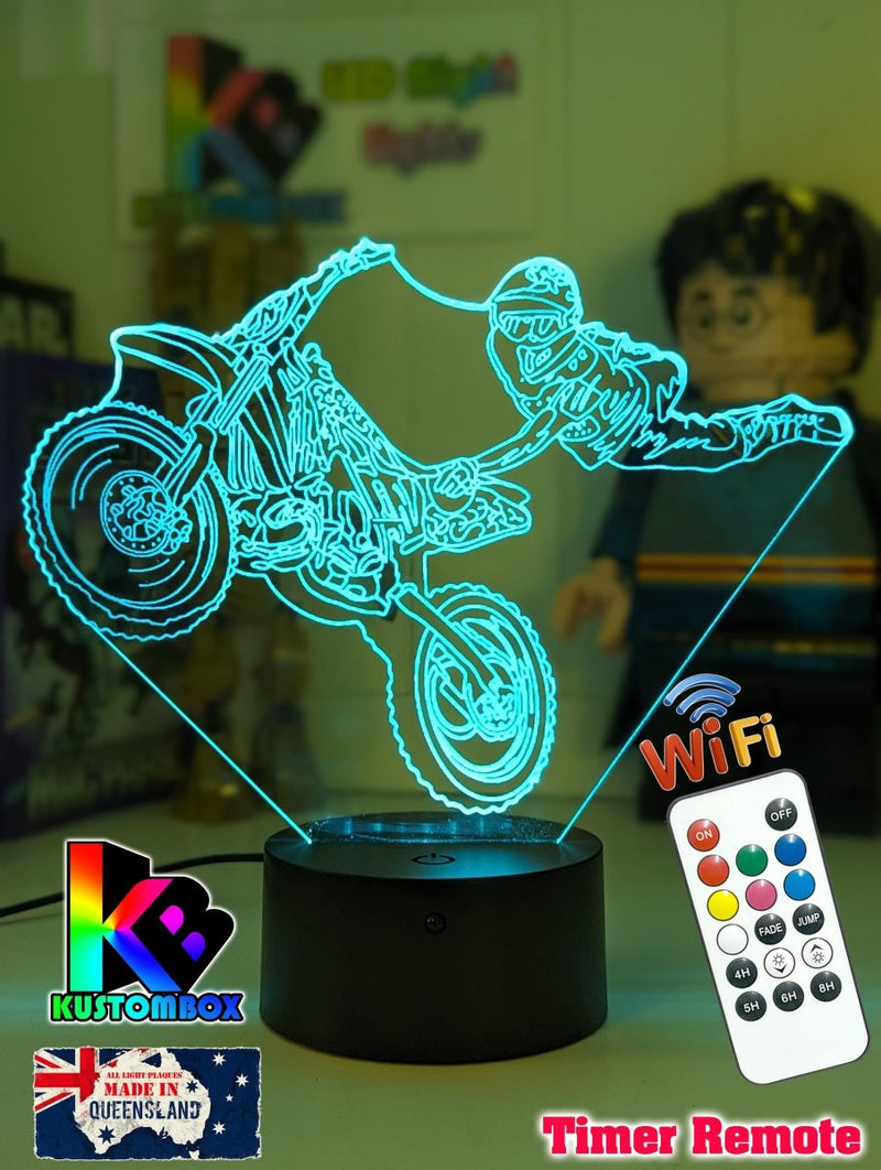 Dirt Bike Freestyle Motocross 3D LED Night Light Lamp - KustomboxNight Lights & Ambient LightingKustomboxStandard Size - No NameBlack Base