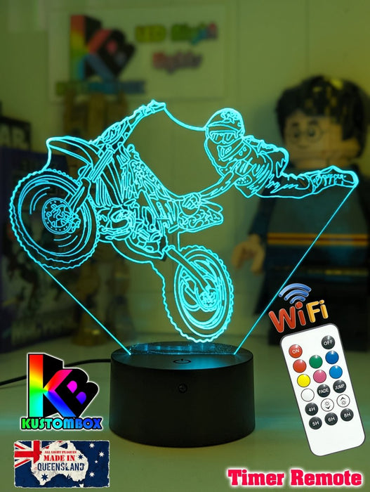Dirt Bike Freestyle Motocross 3D LED Night Light Lamp - KustomboxNight Lights & Ambient LightingKustomboxStandard Size - No NameBlack Base
