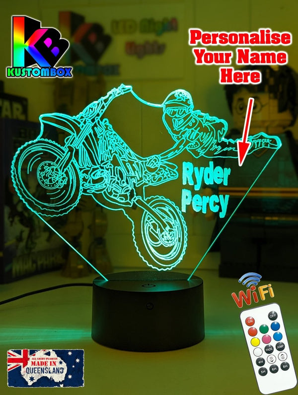 Dirt Bike Freestyle Motocross 3D LED Night Light Lamp - KustomboxNight Lights & Ambient LightingKustomboxStandard Size - No NameBlack Base