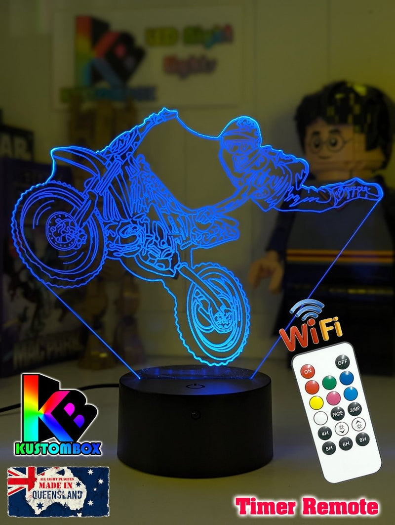 Dirt Bike Freestyle Motocross 3D LED Night Light Lamp - KustomboxNight Lights & Ambient LightingKustomboxStandard Size - No NameBlack Base