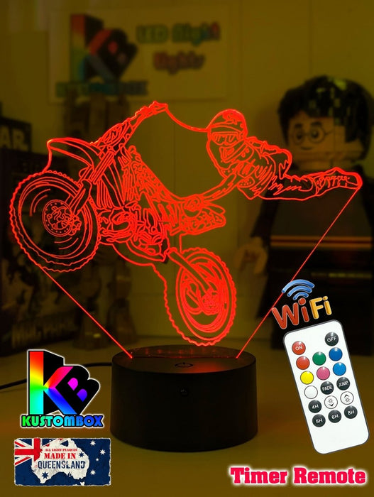 Dirt Bike Freestyle Motocross 3D LED Night Light Lamp - KustomboxNight Lights & Ambient LightingKustomboxStandard Size - No NameBlack Base
