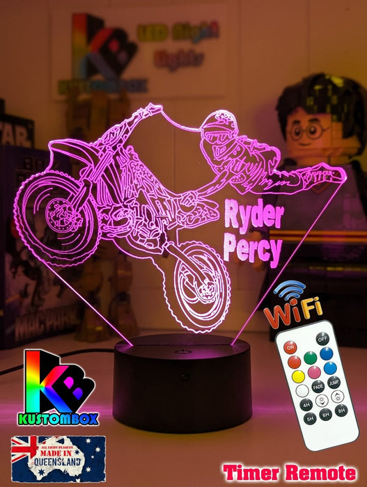 Dirt Bike Freestyle Motocross 3D LED Night Light Lamp - KustomboxNight Lights & Ambient LightingKustomboxStandard Size - No NameBlack Base