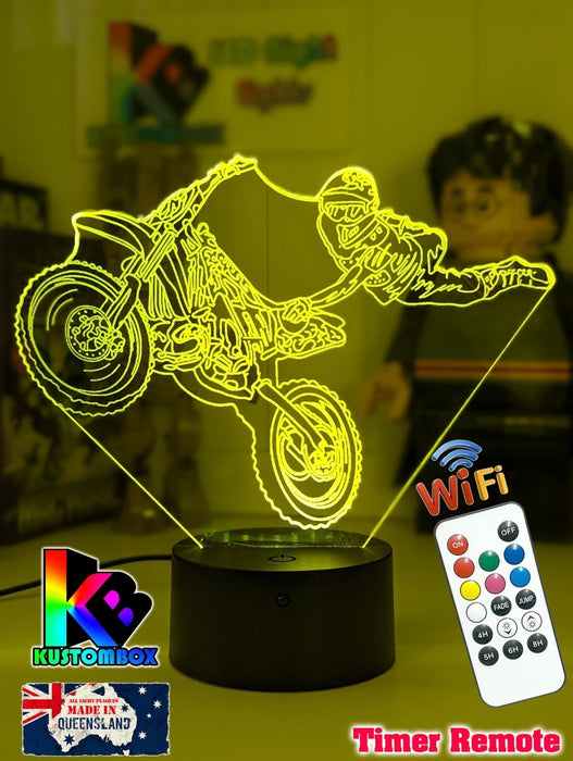 Dirt Bike Freestyle Motocross 3D LED Night Light Lamp - KustomboxNight Lights & Ambient LightingKustomboxStandard Size - No NameBlack Base