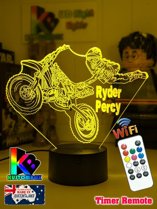 Dirt Bike Freestyle Motocross 3D LED Night Light Lamp - KustomboxNight Lights & Ambient LightingKustomboxStandard Size - No NameBlack Base