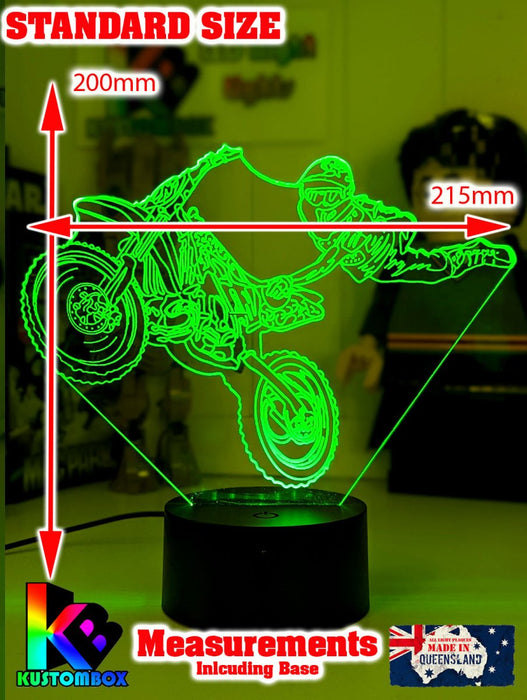 Dirt Bike Freestyle Motocross 3D LED Night Light Lamp - KustomboxNight Lights & Ambient LightingKustomboxStandard Size - No NameBlack Base