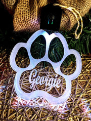 Dog Paw Print Personalised Christmas Bauble 3D LED Light Decoration - KustomboxNight Lights & Ambient LightingKustomboxBauble - No Name