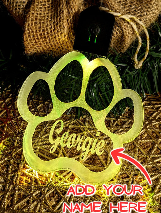 Dog Paw Print Personalised Christmas Bauble 3D LED Light Decoration - KustomboxNight Lights & Ambient LightingKustomboxBauble - No Name