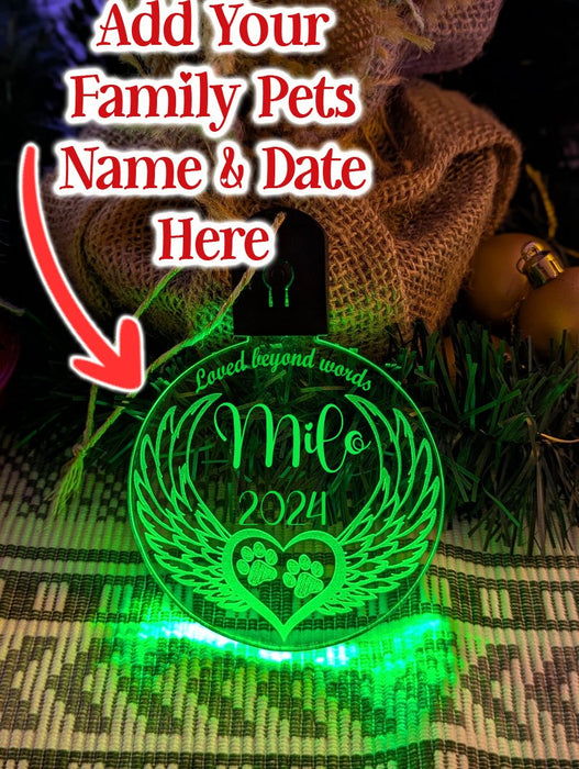 Dog Paws Angel Wings Christmas Memorial Bauble LED Hanging Decoration - KustomboxNight Lights & Ambient LightingKustomboxBauble - Standard Size