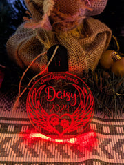Dog Paws Angel Wings Christmas Memorial Bauble LED Hanging Decoration - KustomboxNight Lights & Ambient LightingKustomboxBauble - Standard Size