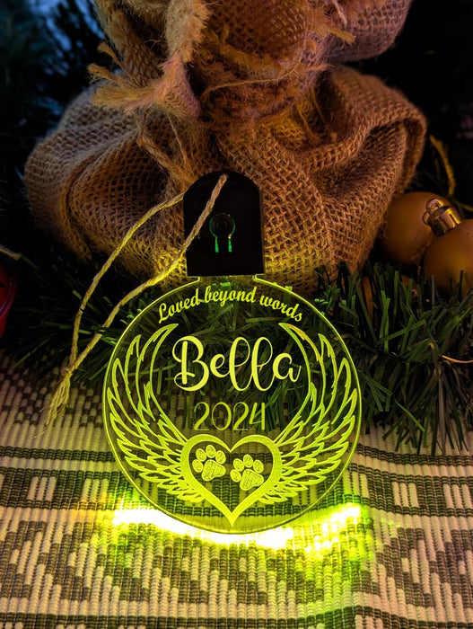 Dog Paws Angel Wings Christmas Memorial Bauble LED Hanging Decoration - KustomboxNight Lights & Ambient LightingKustomboxBauble - Standard Size