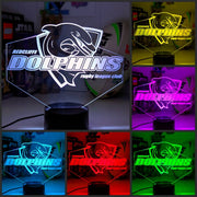 Redcliffe Dolphins Rugby League team custom 3D LED lamp with name engraving and colour-changing effects