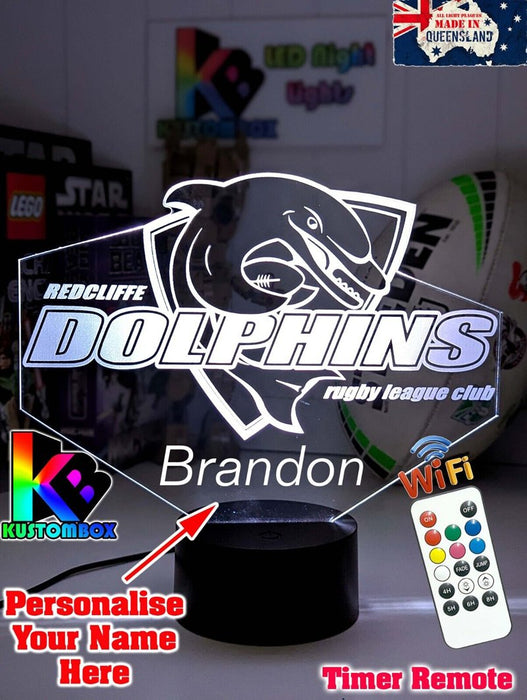 Dolphins Rugby League Football Club 3D LED Night Light Lamp - KustomboxNight Lights & Ambient LightingKustomboxStandard Size