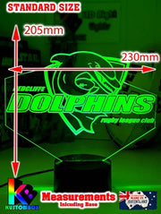 Dolphins Rugby League Football Club 3D LED Night Light Lamp - KustomboxNight Lights & Ambient LightingKustomboxStandard Size