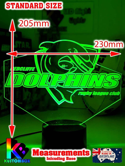 Dolphins Rugby League Football Club 3D LED Night Light Lamp - KustomboxNight Lights & Ambient LightingKustomboxStandard Size